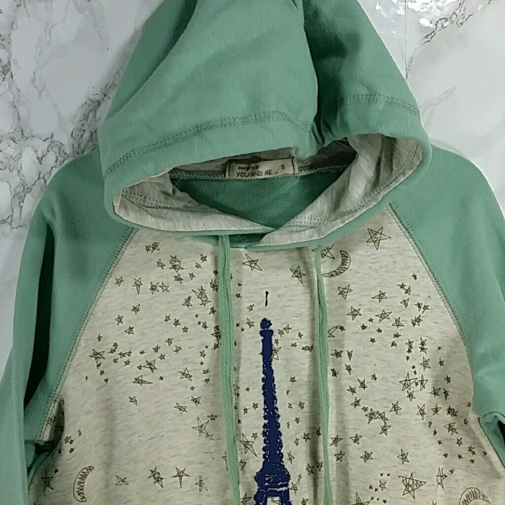 Green "Eiffel " hoodie. Kids :) - Picture 3 of 5